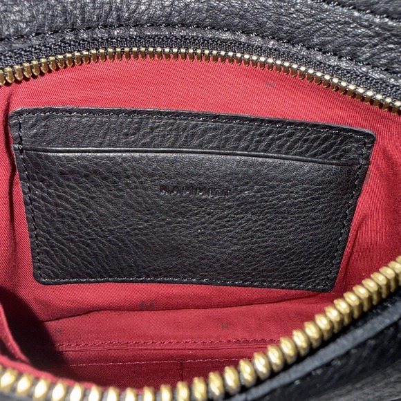 Hammitt VIP Sml Black Brushed Gold Red Zip Leather Clutch Crossbody Bag Purse - Picture 9 of 16